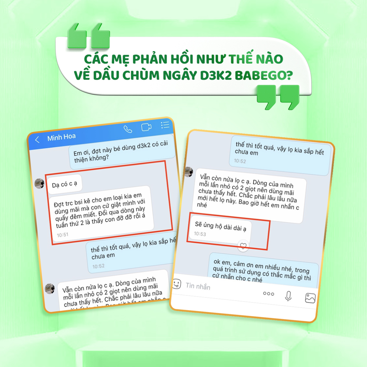 Phản hồi của khách hàng về D3K2 Babego