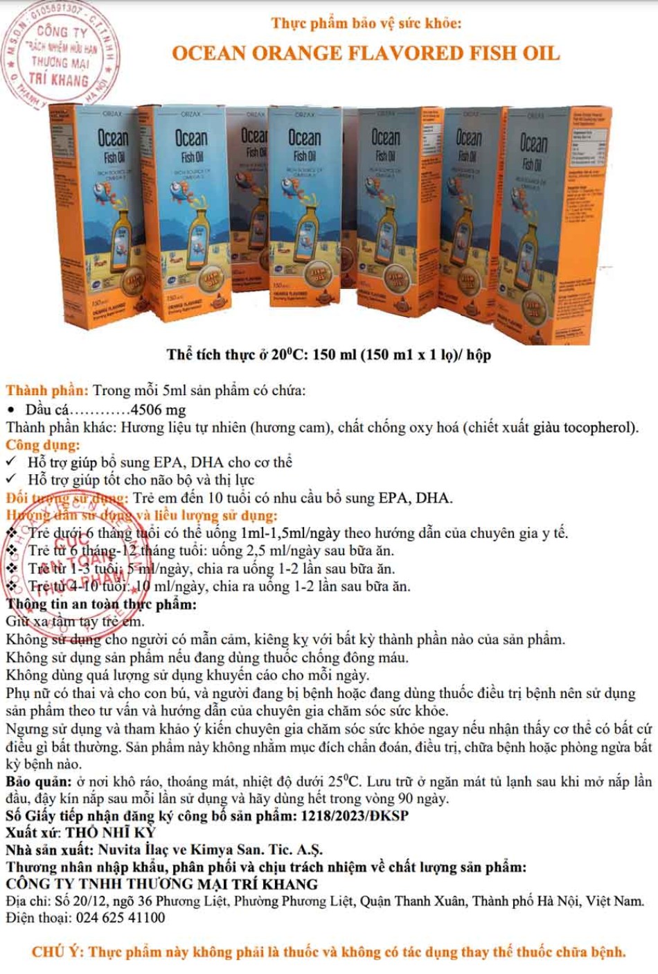 Hướng dẫn sử dụng Ocean Fish Oil