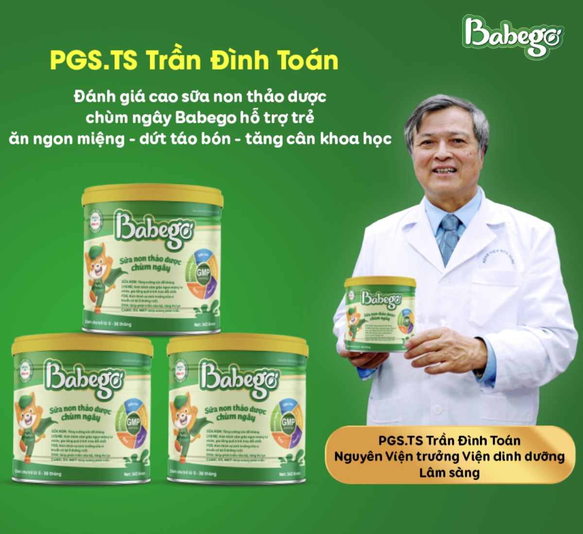 PGS TS Trần Đình Toán đánh giá cao Sữa non thảo dược chùm ngây Babego