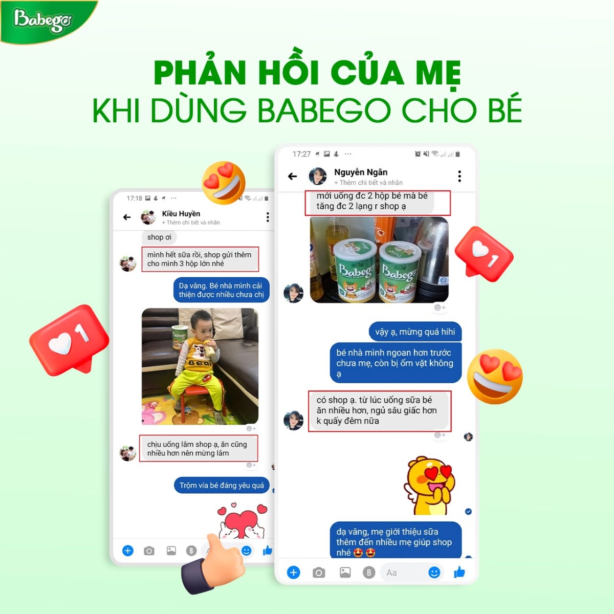 Phản hồi của mẹ sau khi cho con dùng Sữa non thảo dược chùm ngây BabegoPhản hồi của mẹ sau khi cho con dùng Sữa non thảo dược chùm ngây Babego